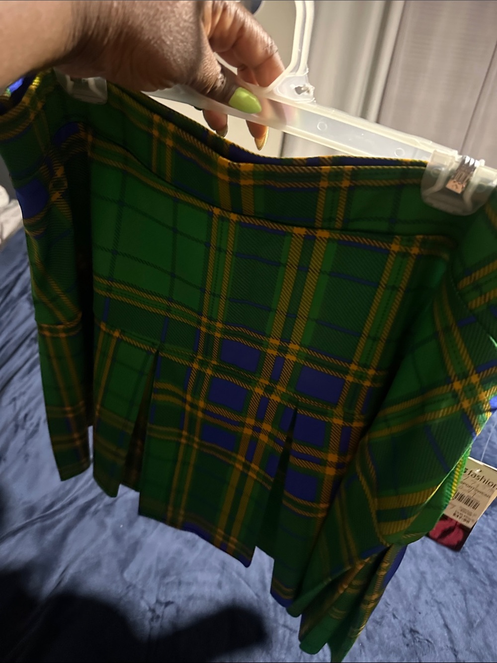 Green Plaid Pleated Mini Skirt - Unbranded